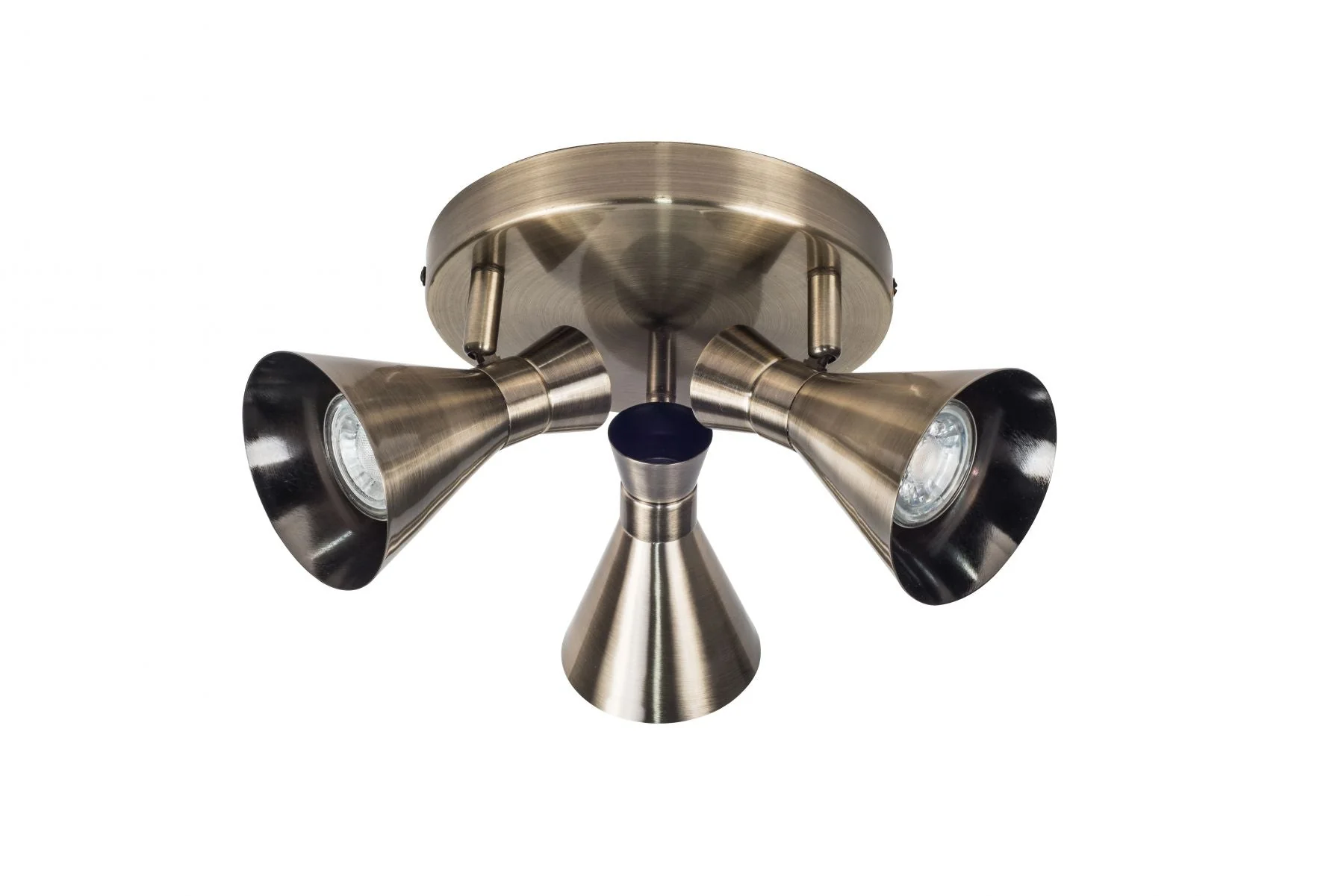 Pixar 3Lt Plate Spotlight - Satin Chrome/Antique Brass