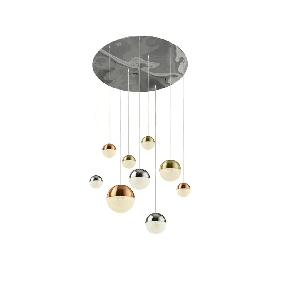 Planets 9Lt Multi-Drop - Copper, Chrome & Satin Brass Integrated LED