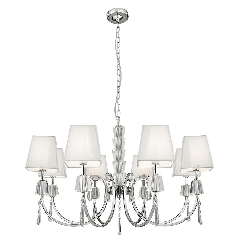 Portico 5/8Lt Multi-Arm Pendant - Chrome Metal, Acrylic & String Shades