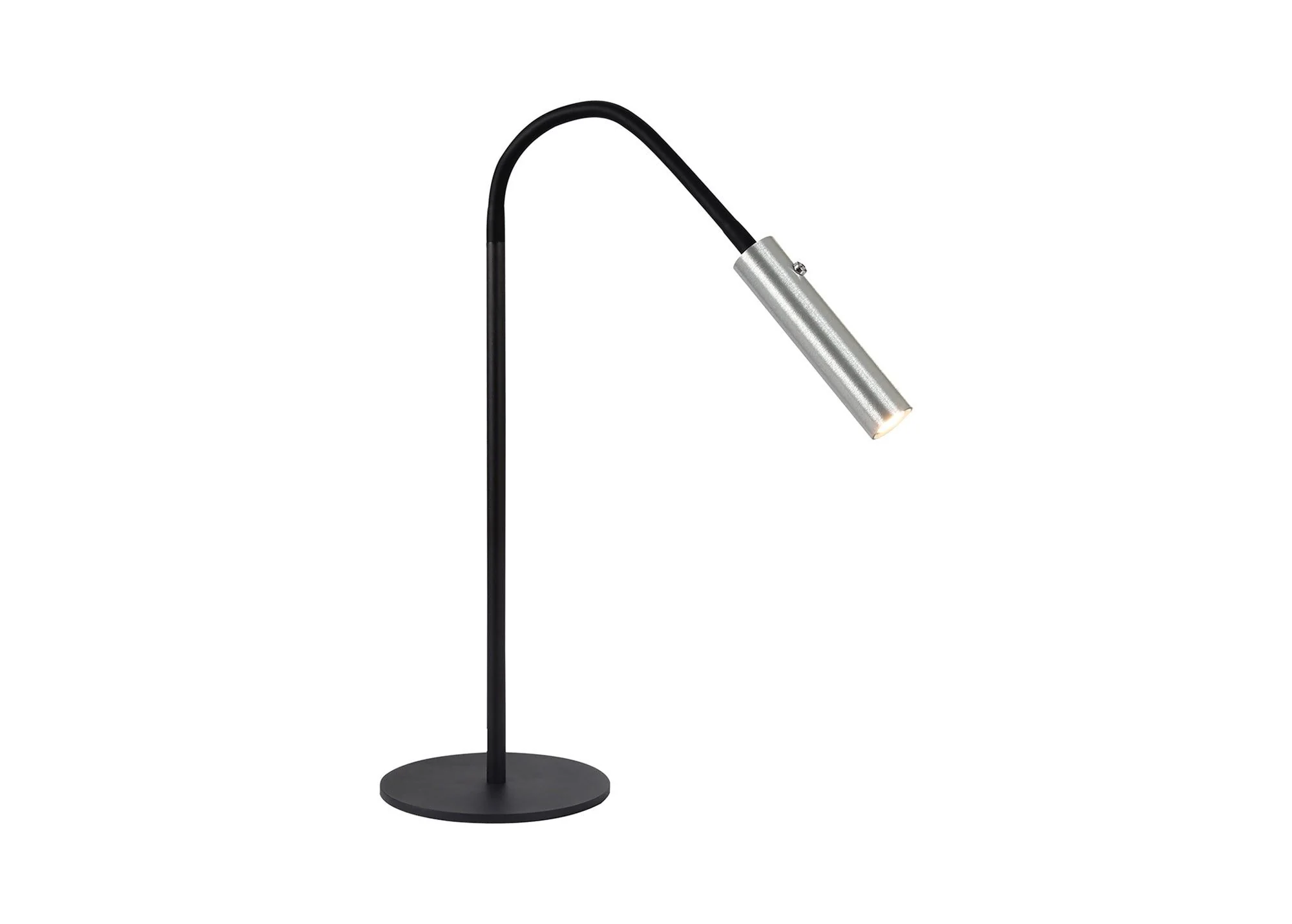 Porto Table Lamp, 1 Light Adjustable Switched, 1 x 7W LED, 3000K, 436lm, Black & Aluminium/Black & Satin Copper, 3yrs Warranty