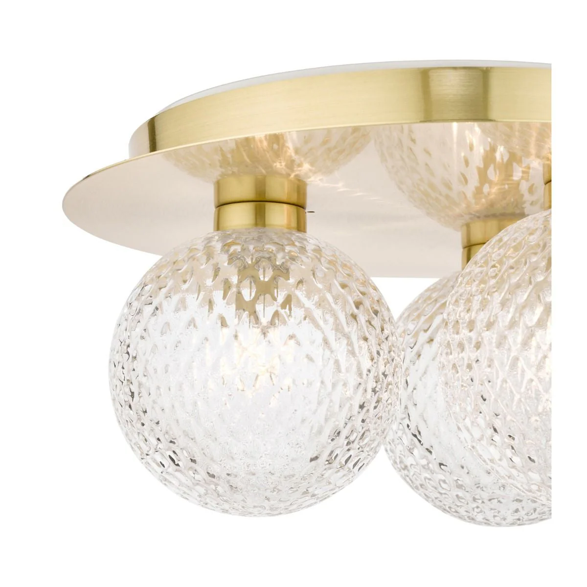 Prague 3lt Flush Bathroom Light Satin Brass Glass IP44 - Promotional Offer - Image 2