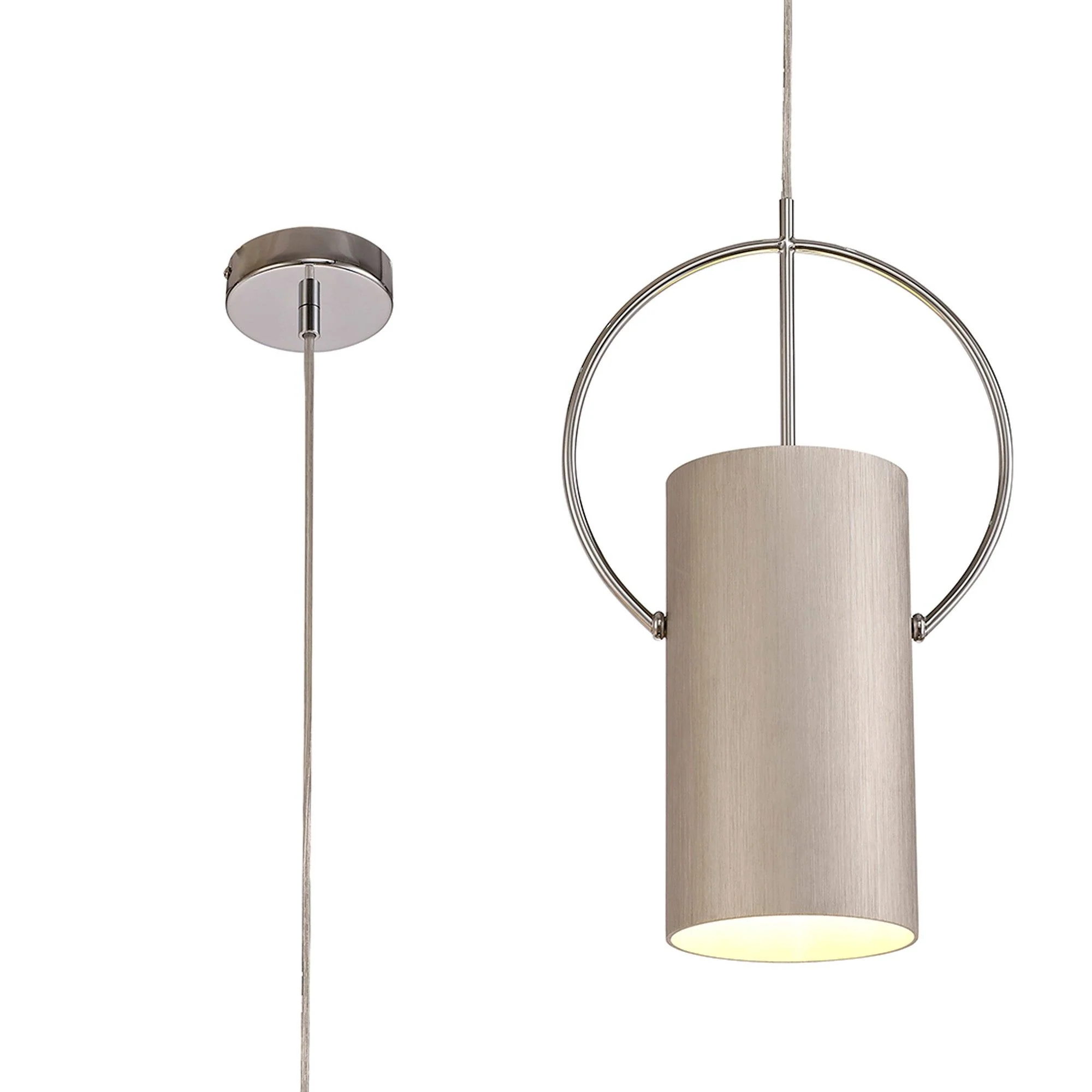 Praxis Single Pendant, Coffee/Polished Chrome, Satin Nickel/Polished Chrome, Gold/Polished Chrome