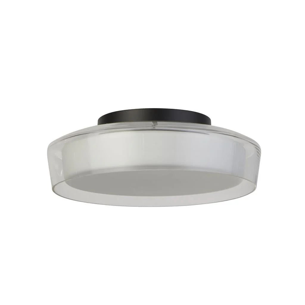 PUCK FLUSH BATHROOM CEILING LIGHT - BLACK METAL & OPAL, IP44 - Image 2