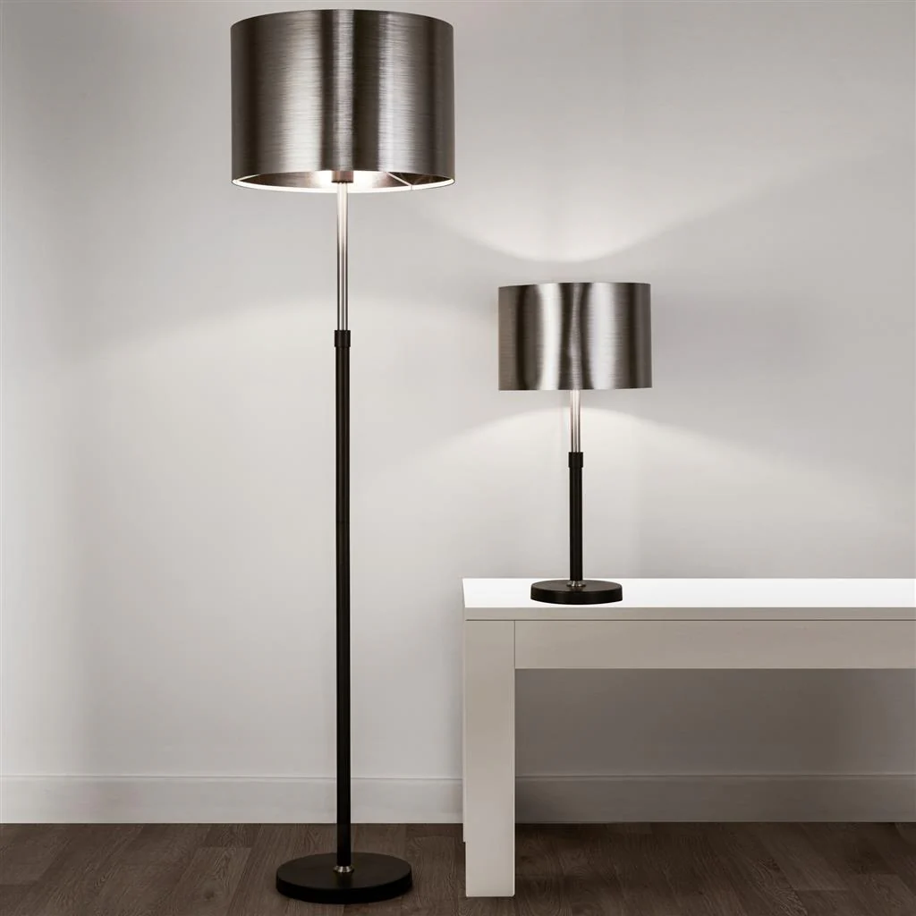 Rachel Floor Lamp - Black Metal, Satin Silver & Chrome Shade E27 - Image 5