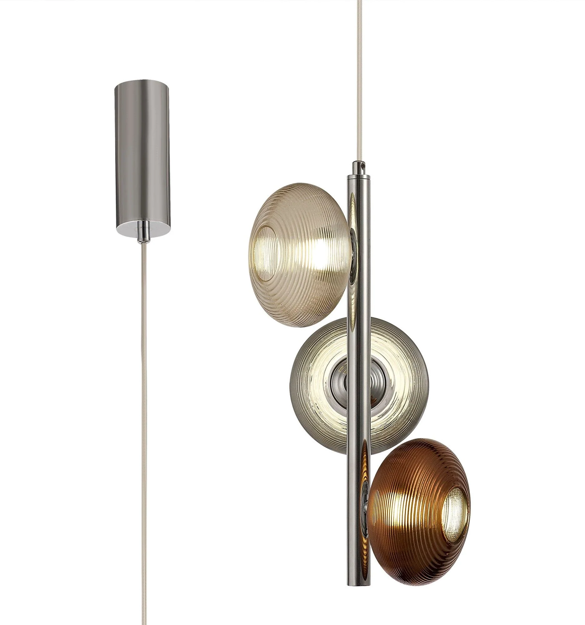 Rafina Multiple Pendant, 4000K, Smoked, Copper & Champagne/Polished Chrome