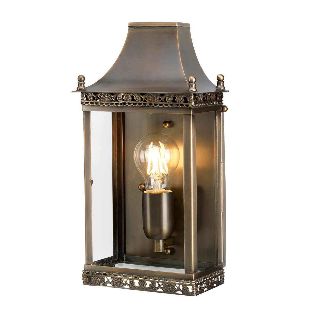 Regents Park Wall Lantern – Aged Brass/Verdigris Finish