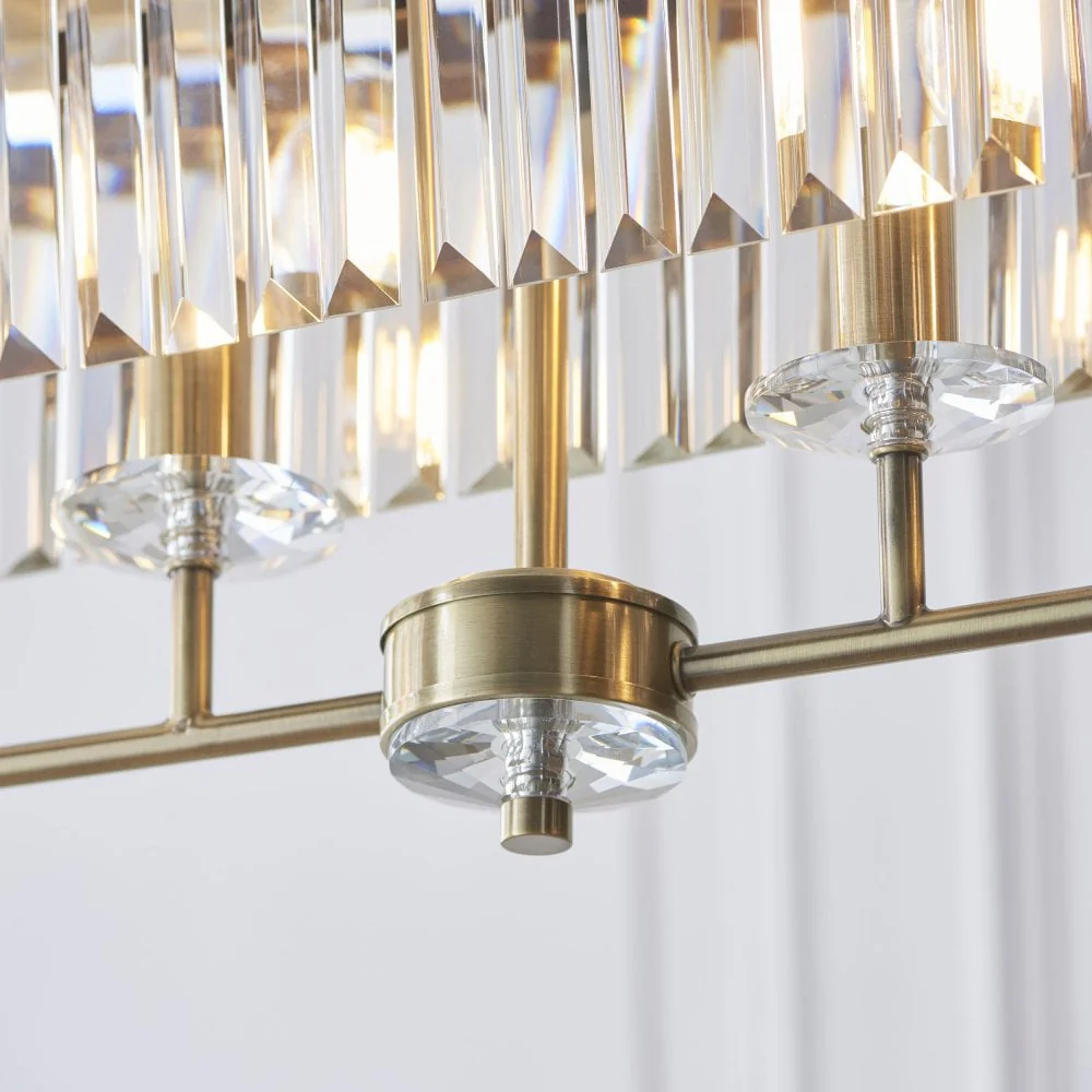 Regina 4 Light Linear Pendant-  Antique Brass/ Nickel & Clear Cut Glass - Image 11