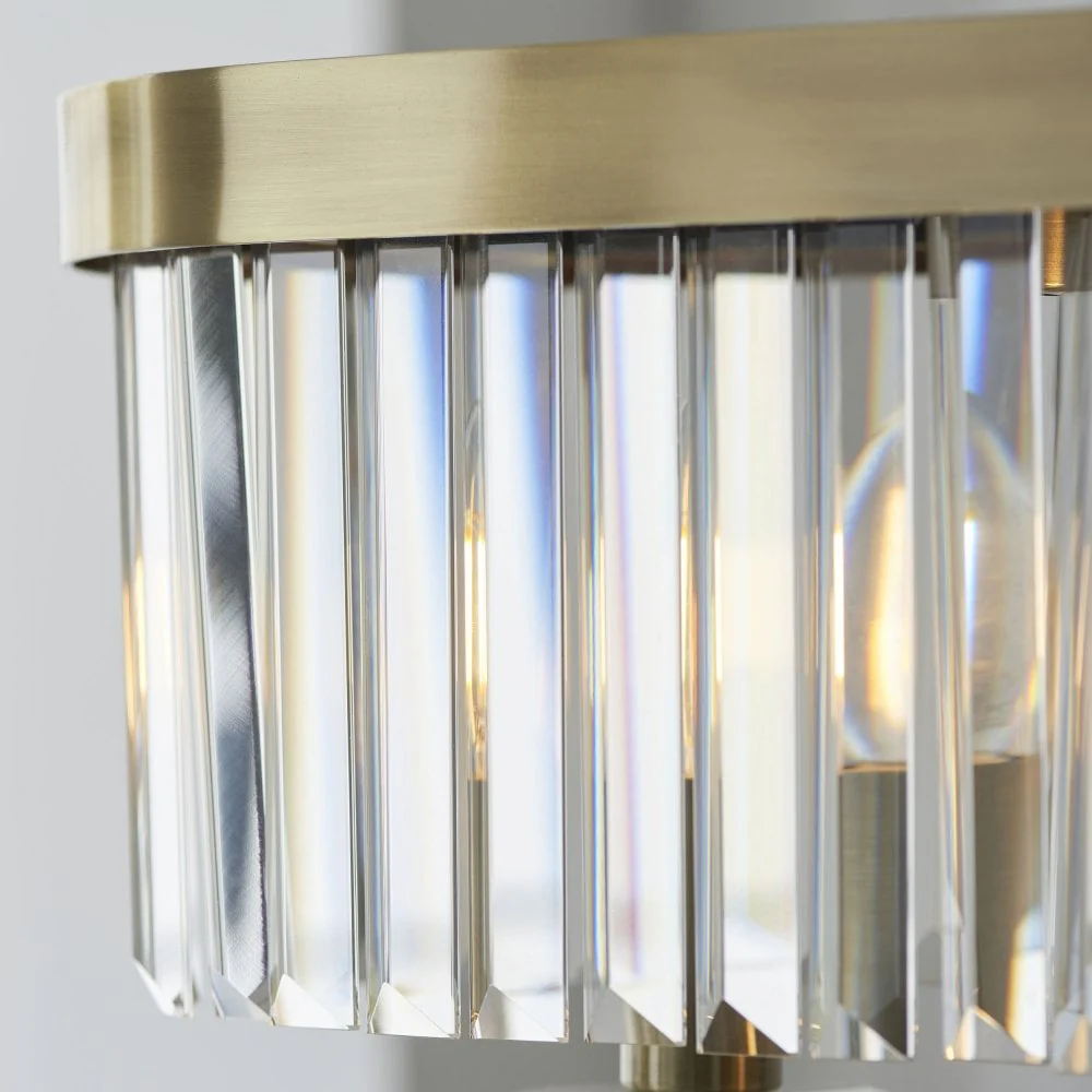 Regina 4 Light Linear Pendant-  Antique Brass/ Nickel & Clear Cut Glass - Image 12