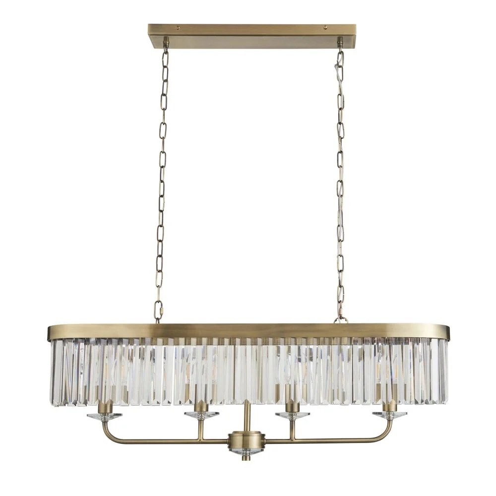 Regina 4 Light Linear Pendant-  Antique Brass/ Nickel & Clear Cut Glass - Image 2