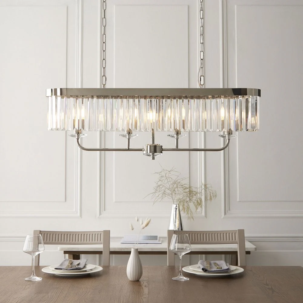 Regina 4 Light Linear Pendant-  Antique Brass/ Nickel & Clear Cut Glass - Image 3