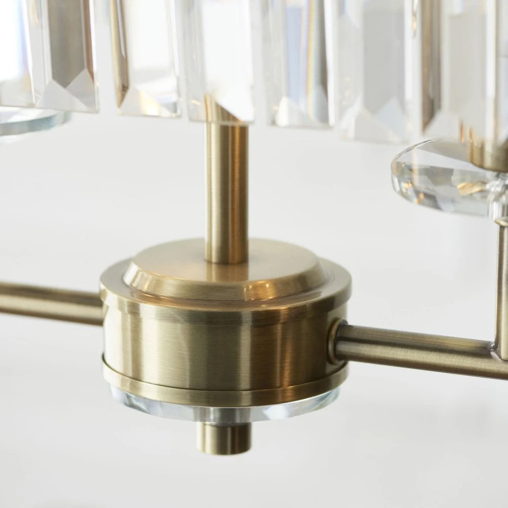 Regina 4 Light Linear Pendant-  Antique Brass/ Nickel & Clear Cut Glass - Image 9
