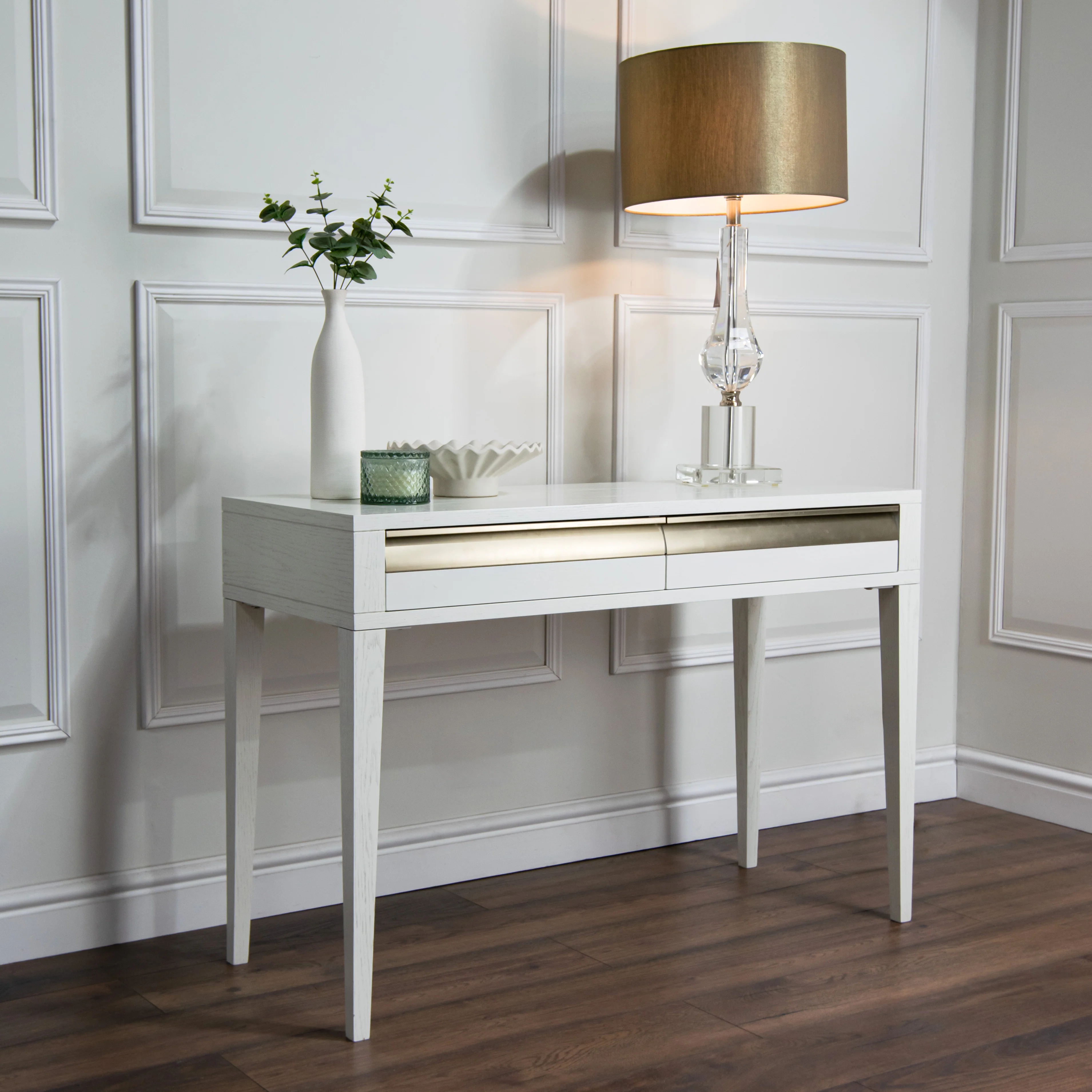 Rhona Dressing Table - Brass & White - Image 2