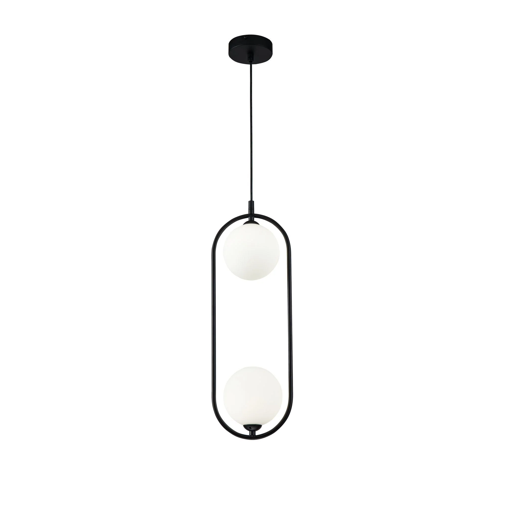 Ring 2Lt Centre Ceiling Light  - Black/White/Brass