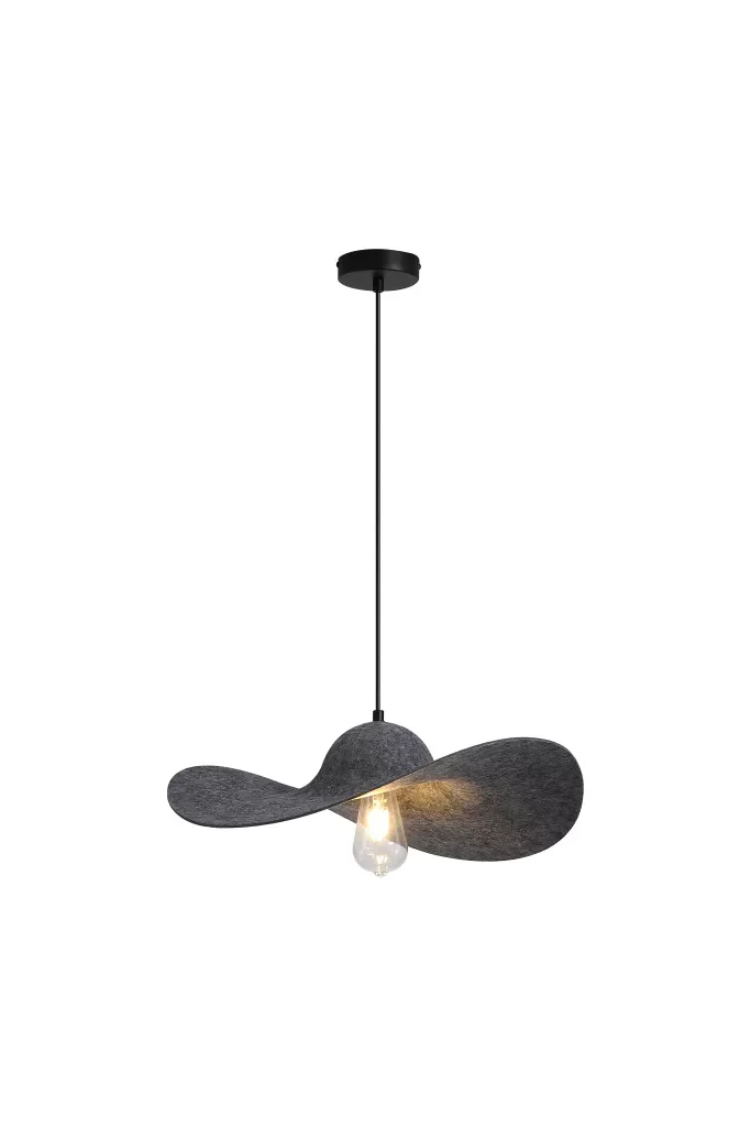 Ripple 1Lt Pendant-  Black Metal, Felt