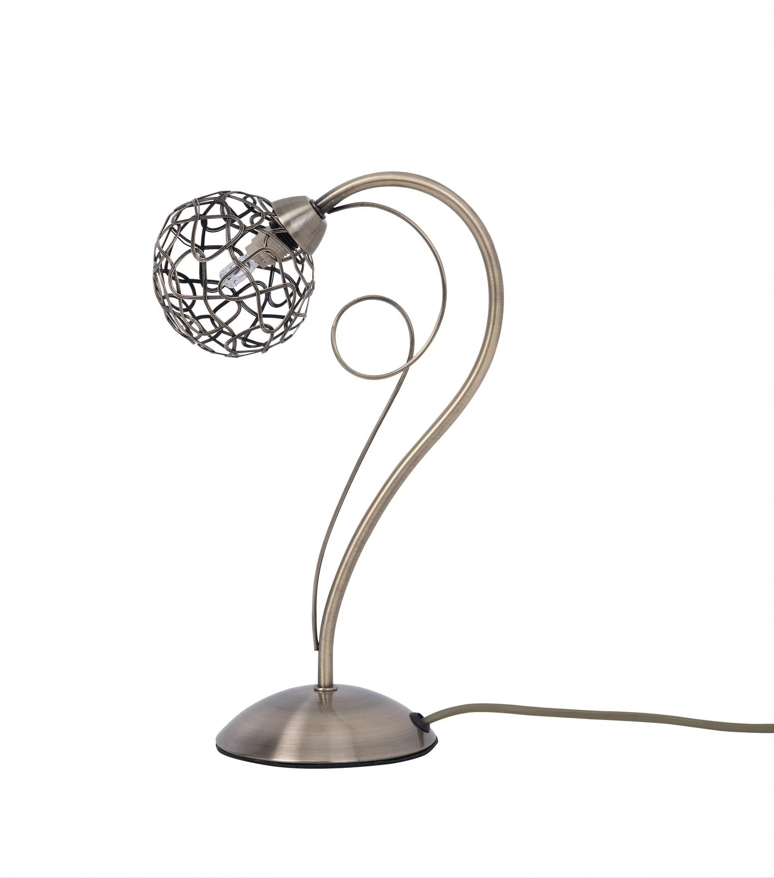 Ronda 1 Light Table Lamp with Mesh Ball Shade - Antique Brass Polished Chrome Finish
