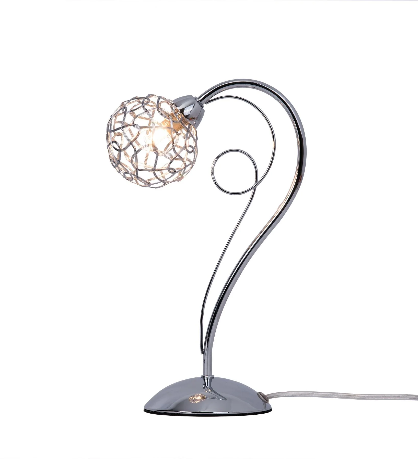 Ronda 1 Light Table Lamp with Mesh Ball Shade - Antique Brass Polished Chrome Finish - Image 2