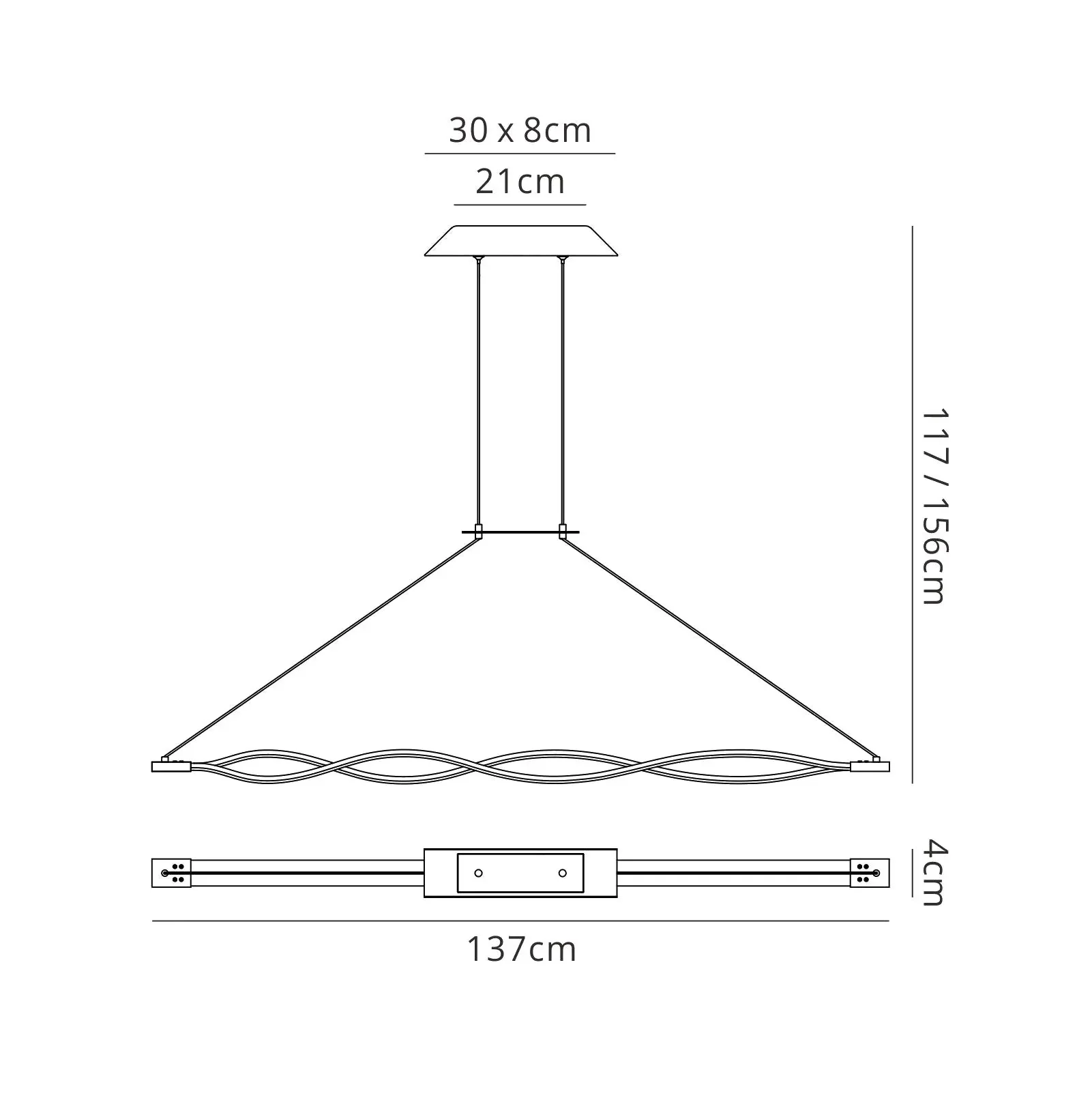 Sahara LED Linear Pendant - Chrome/Brown - Image 2