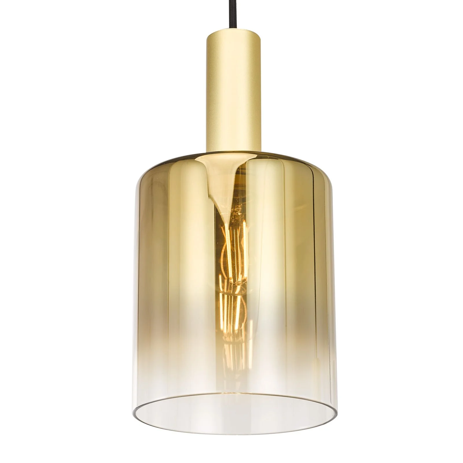 Savannah 3 Light Cluster Pendant-  Matt Black and Smoked Glass/ Satin Gold and Gold Ombre Glass - Image 6