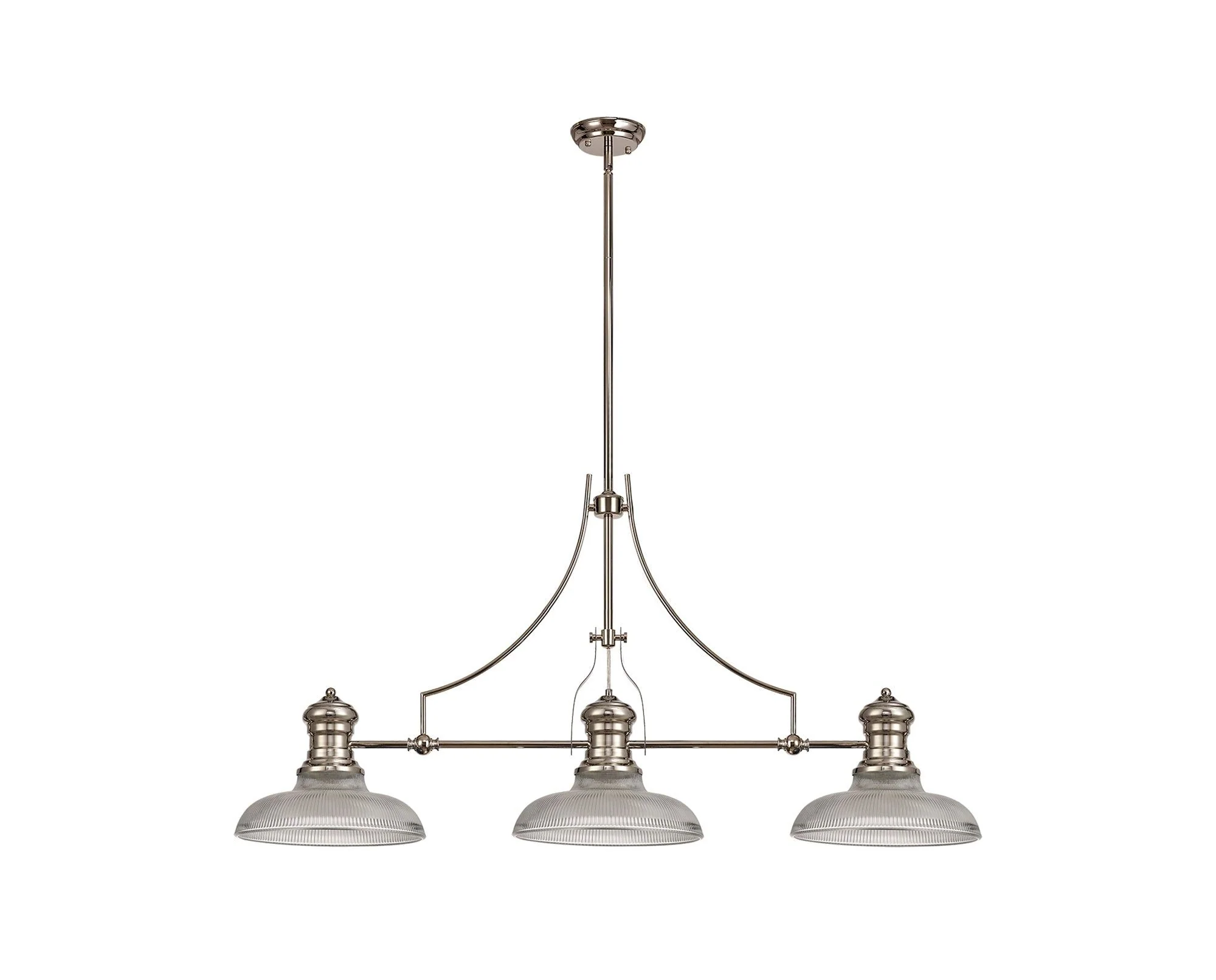 Savannah 3L Island Ceiling Light  E27 With 30cm Various Glass Shade, Polished Nickel With various Shade Colours IP20