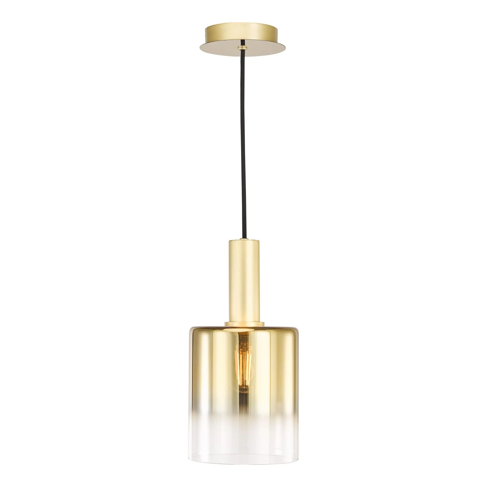 Savannah Pendant- Matt Black and Smoked Glass/ Satin Gold and Gold Ombre Glass - Image 2
