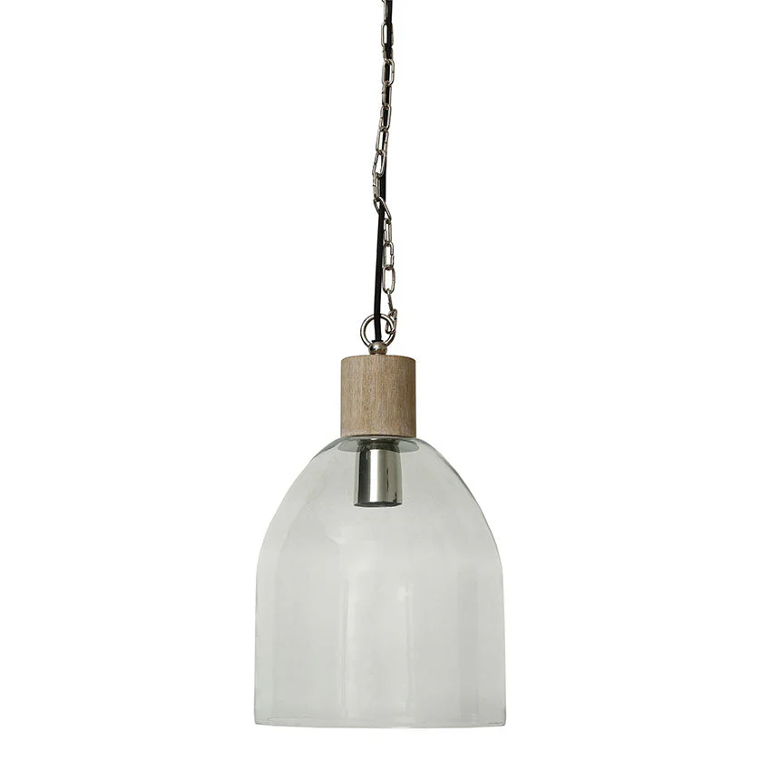 Saxen Wood & Glass Double Height Pendant