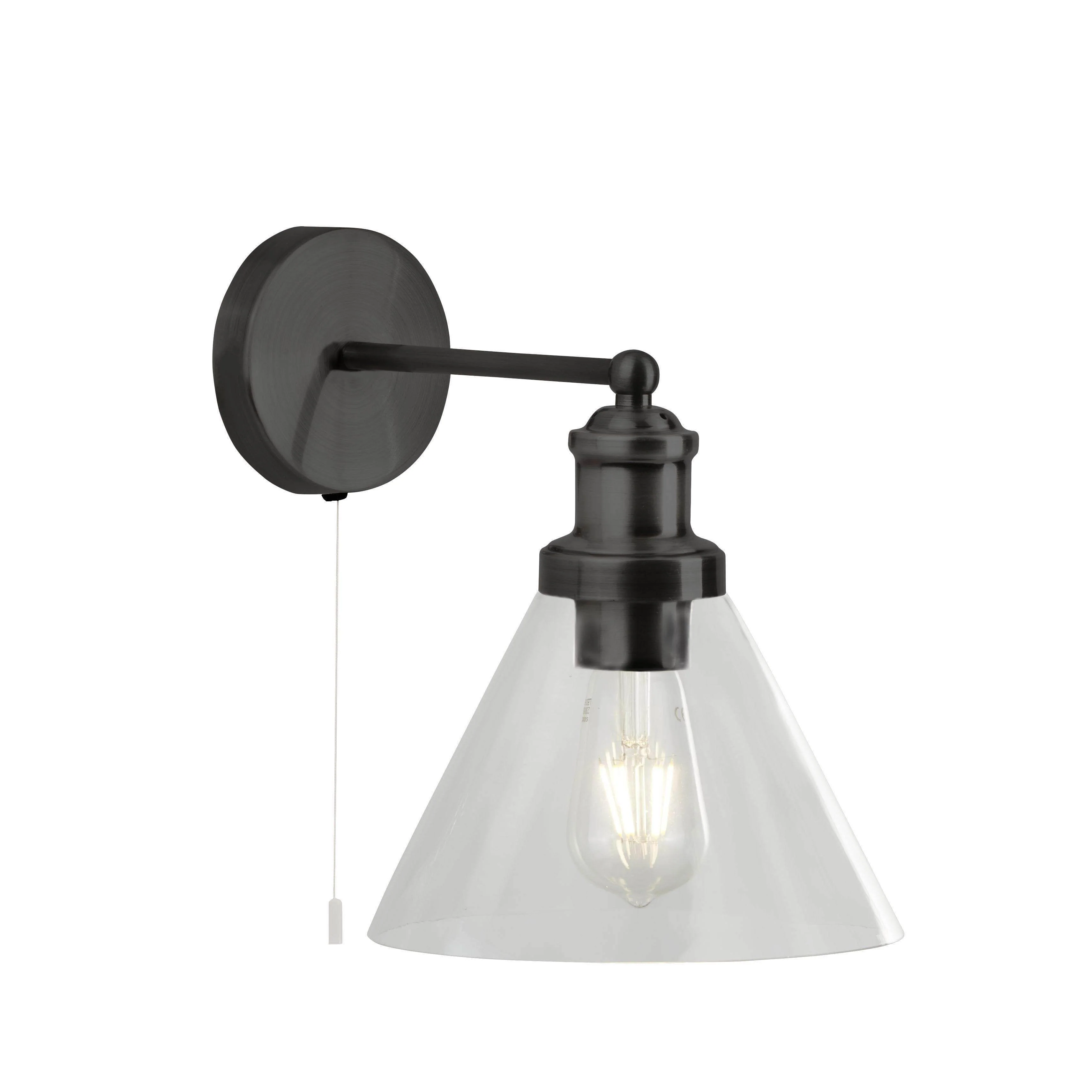 Pyramid Wall Light - Matt Black, Clear Glass Shade - Image 3