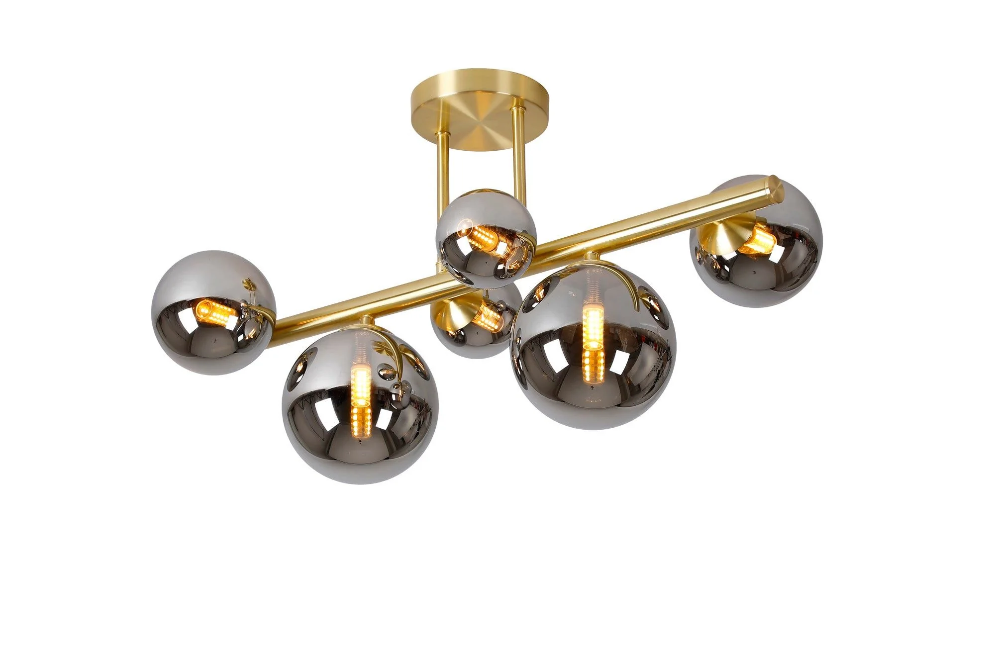Seville 6 Lt Semi Flush Ceiling Light, Gold/Black/Nickel - Various Shade Finishes