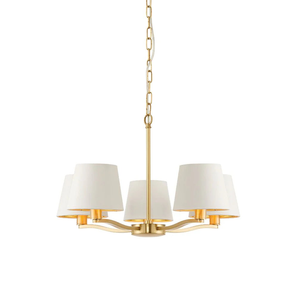 Shelbourne 5Lt Chandelier Pendant Light - Brushed Gold/Bright Nickel