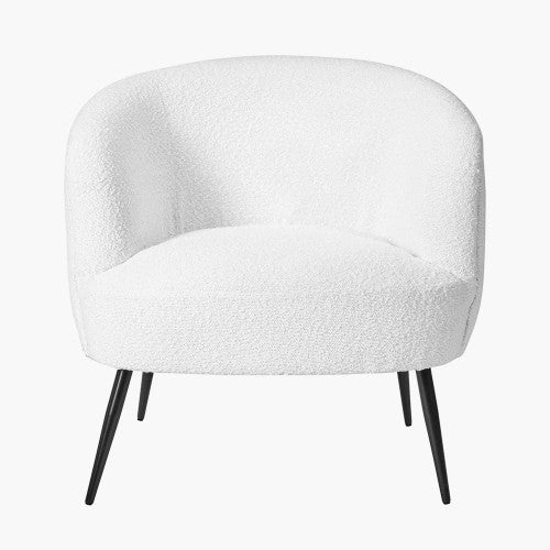 Siena Tub Chair - White Boucle & Black Legs Finish