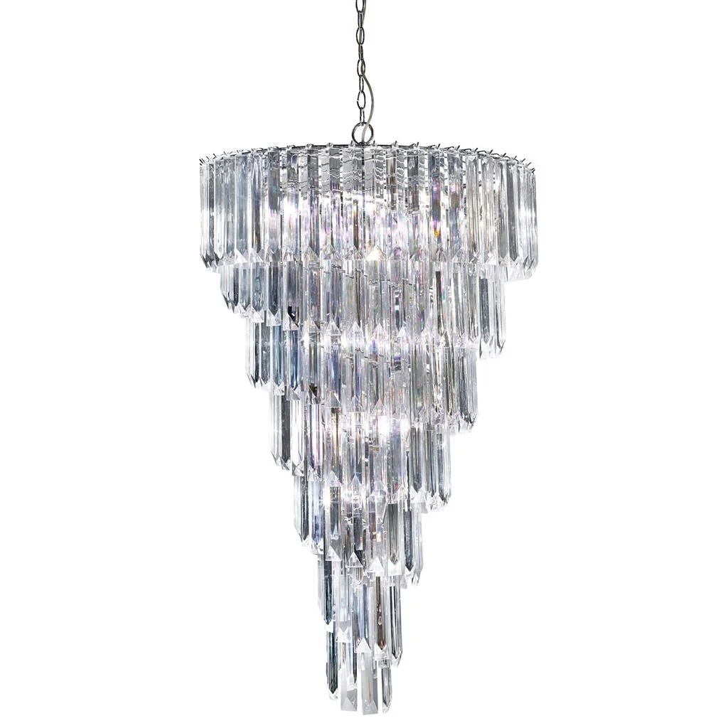 SIGMA 9Lt Crystal Ceiling Light - Chrome & Clear Acrylic Rods Finish