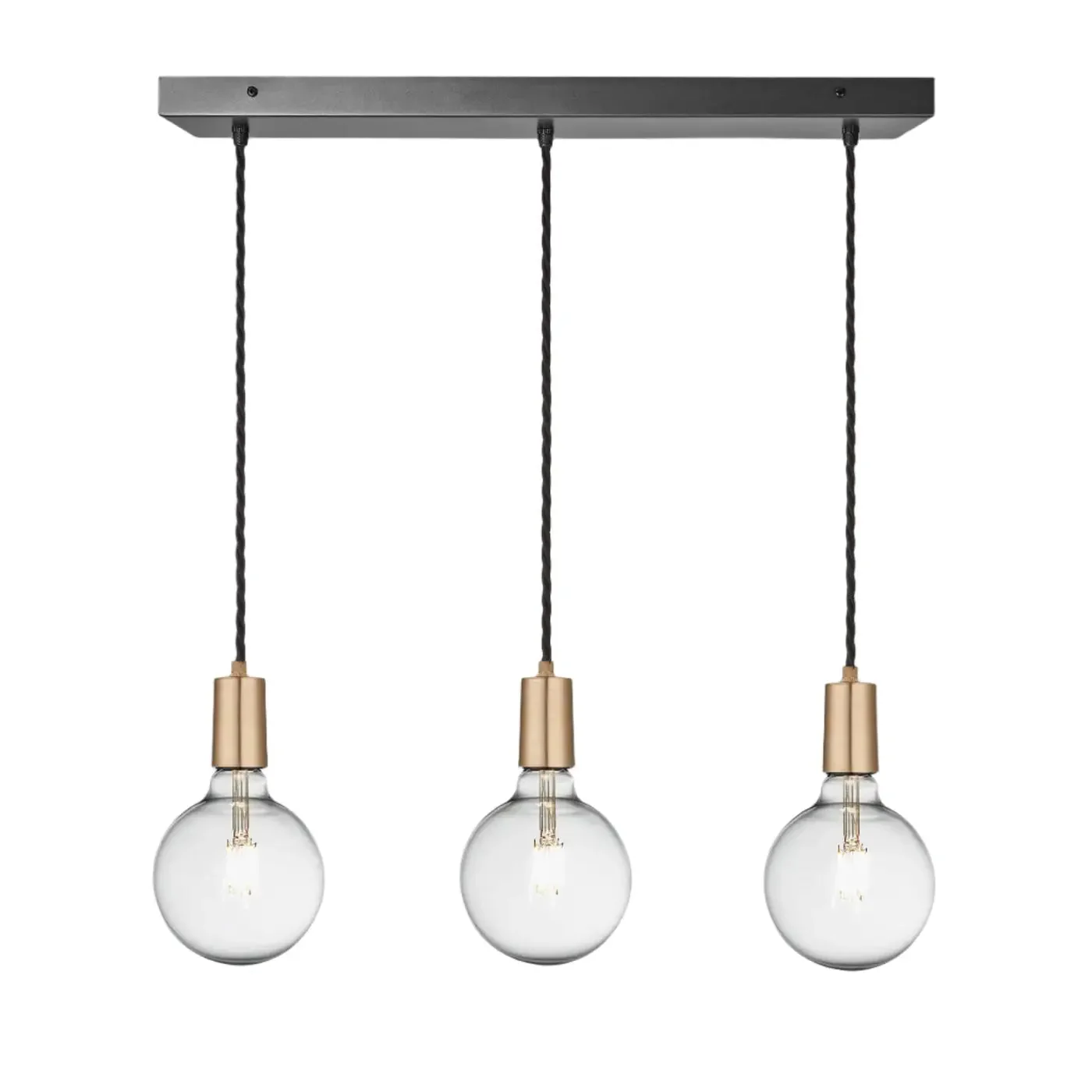 Sleek Edison 3Lt Cluster Lights - Pewter/ Brass