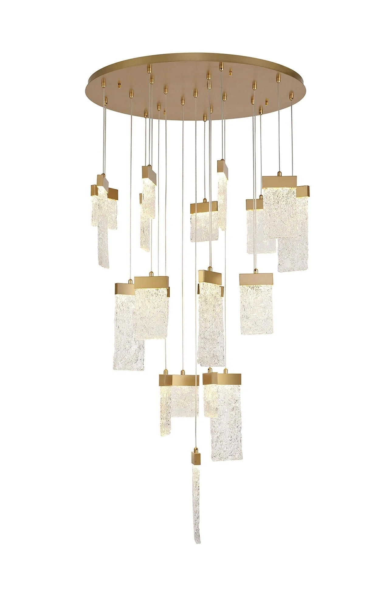 Spades Pendant Round 5m, 21 x 4.5W LED, 3000K, 3360lm, Painted Brushed Gold, 3yrs Warranty Item Weight: 34.2kg