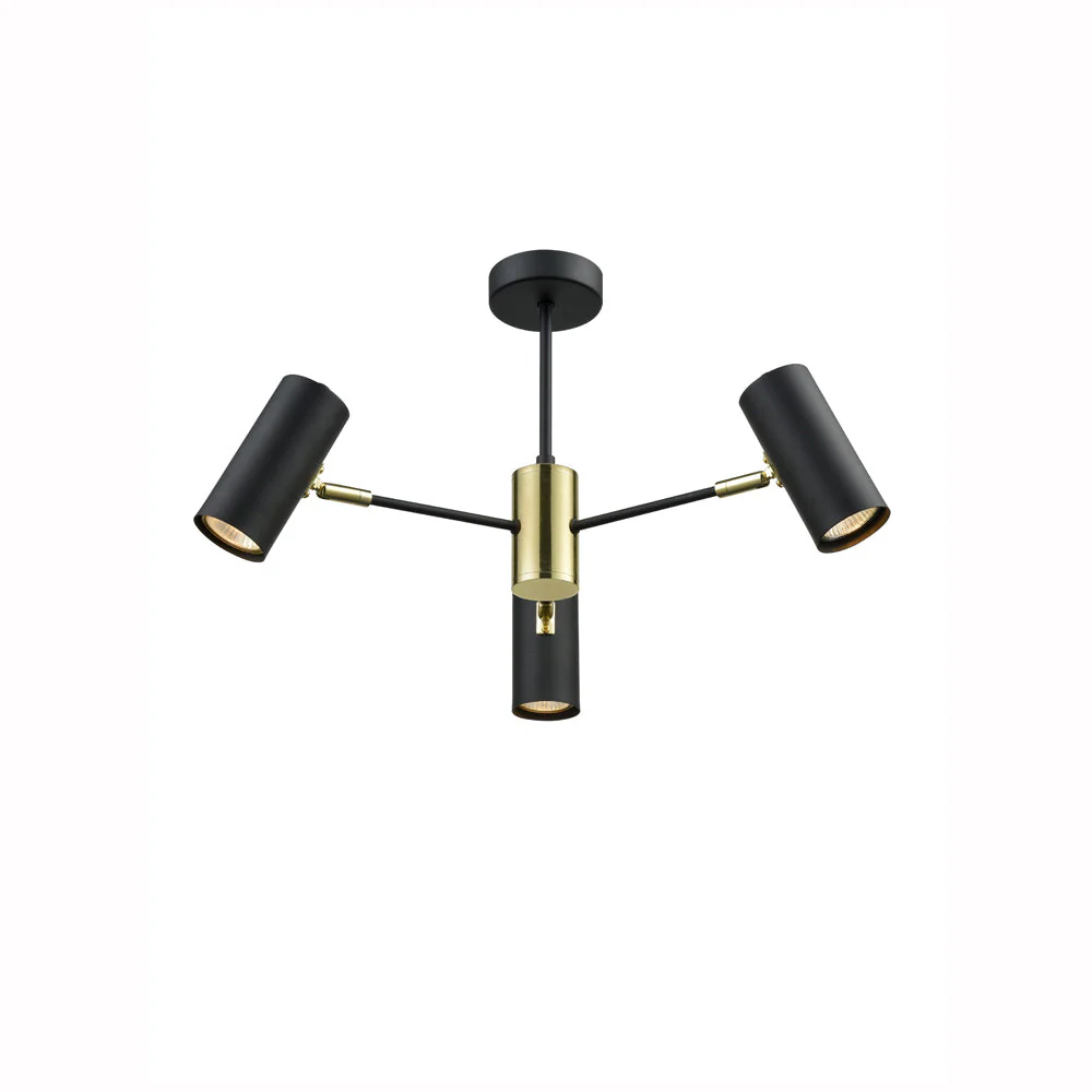 Spectre 3/5Lt Flush Light -  Black & Gold Finish