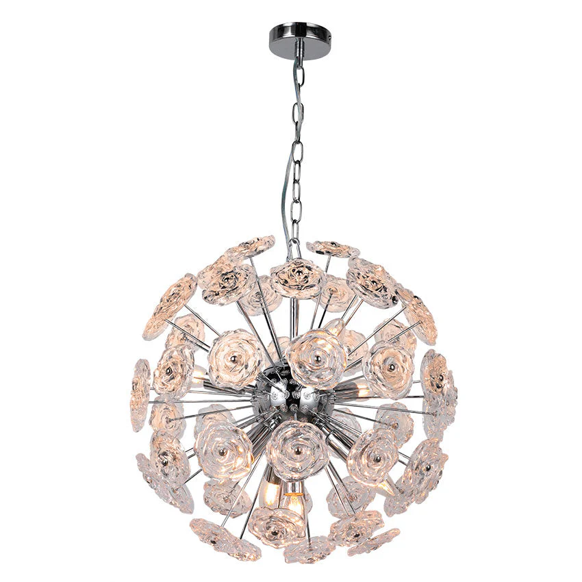 Sperical Chandelier With Faceted Crystal Glass Polished Chrome/Satin Brass