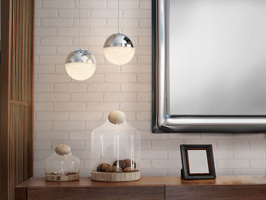 Sphere Single LED Pendant, Chrome Finish - Small / Large - Image 4