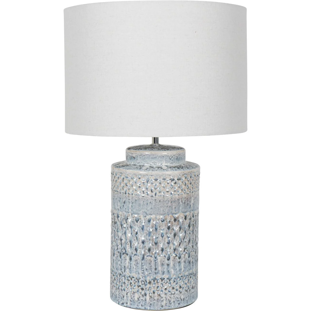 Stormy Sky Glaze Table Lamp with Cream Drum Shade