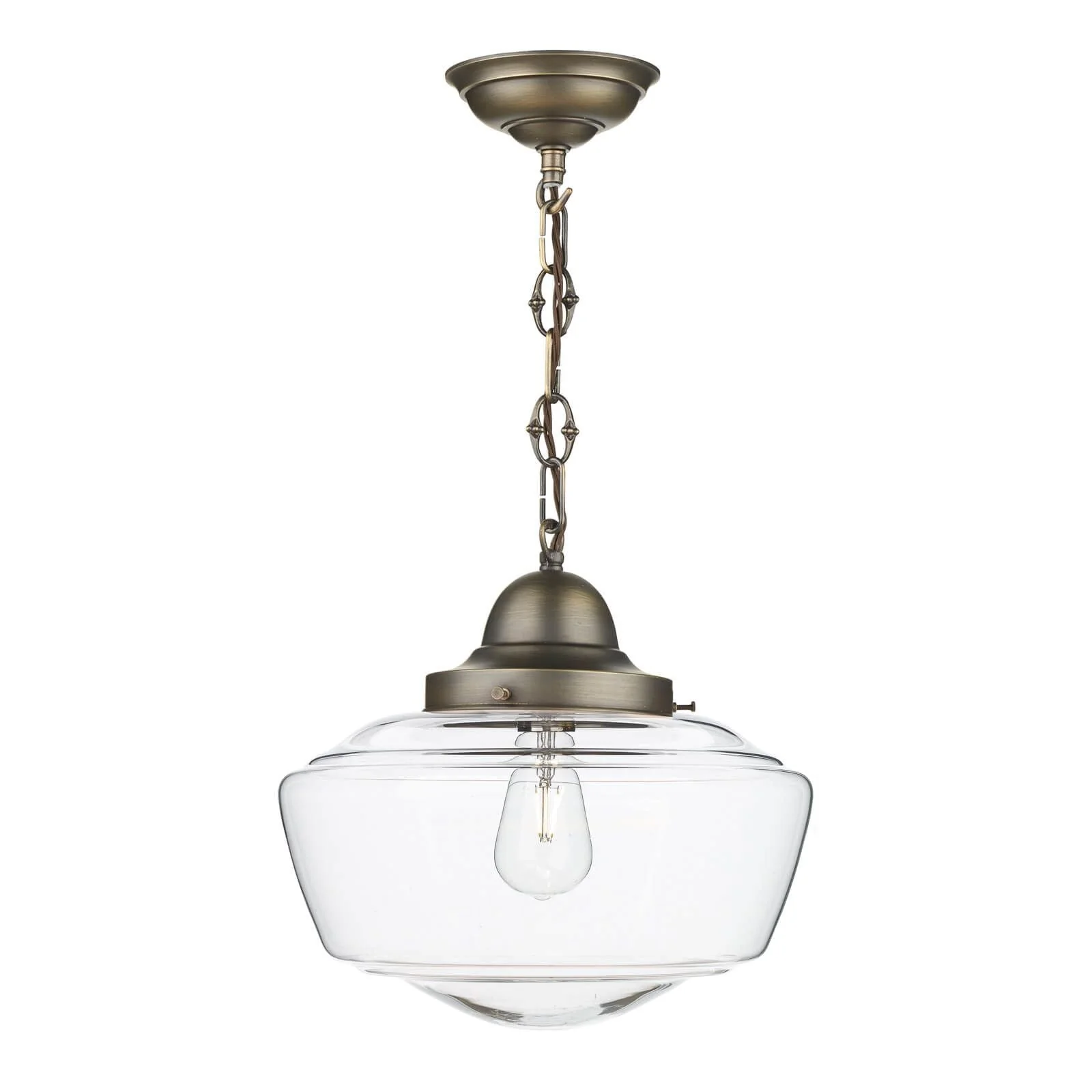 Stowe single pendant in antique brass/Satin Chrome with clear/Opal/Smoked Glass