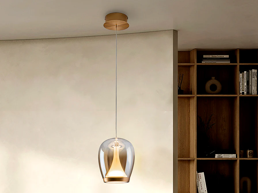 Suspiro Pendant Light- Chrome Smokey/ Golden Amber Finishes - Image 5