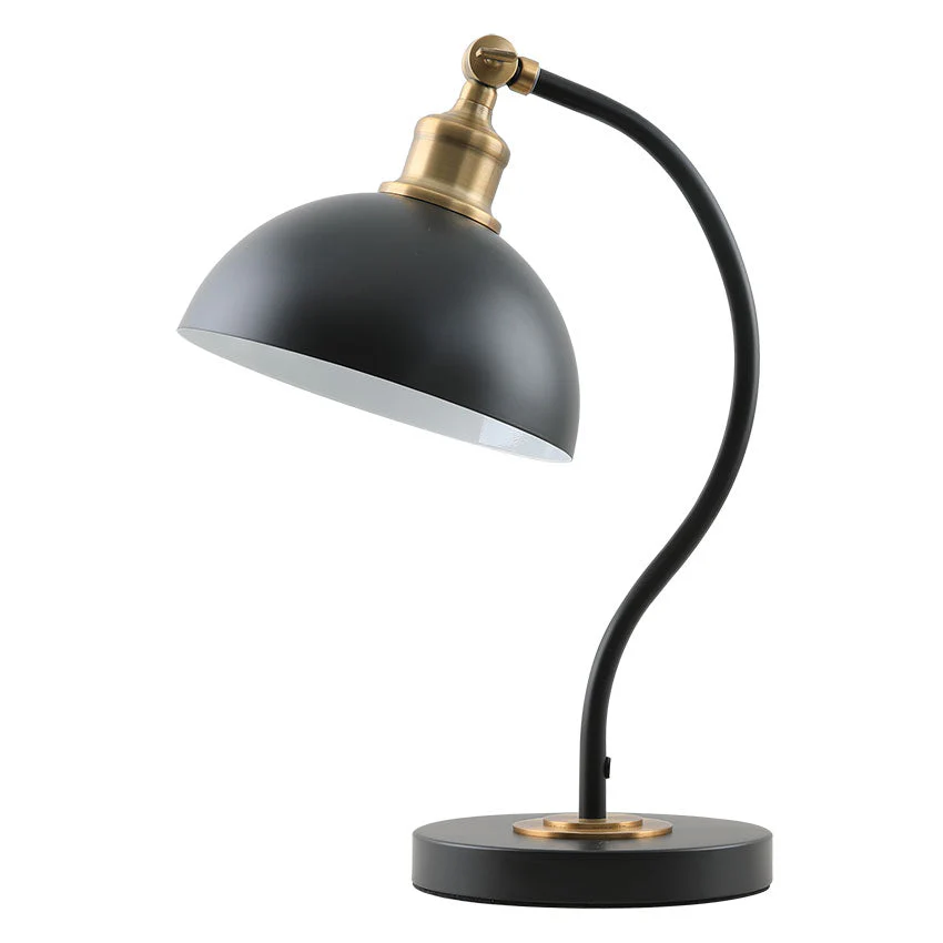 Swan Table Lamp, Black & Satin Brass/ Satin Brass