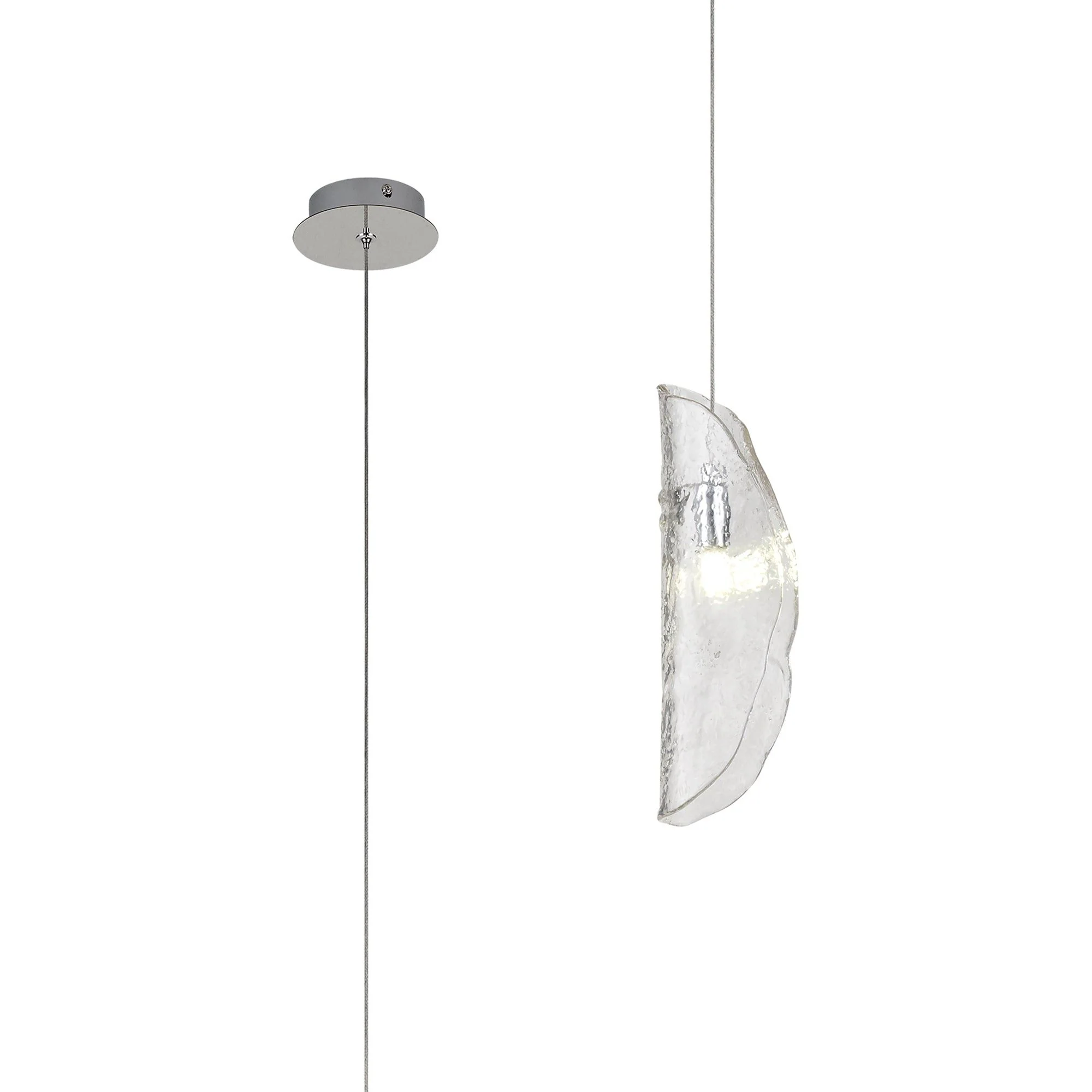 Syros Pendant 1lt, Polished Chrome/Amber Glass/Clear Glass/Smoked Glass