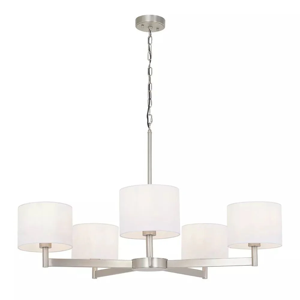 Theo 5L Centre Ceiling Light - Matt Nickel & Vintage White Finish