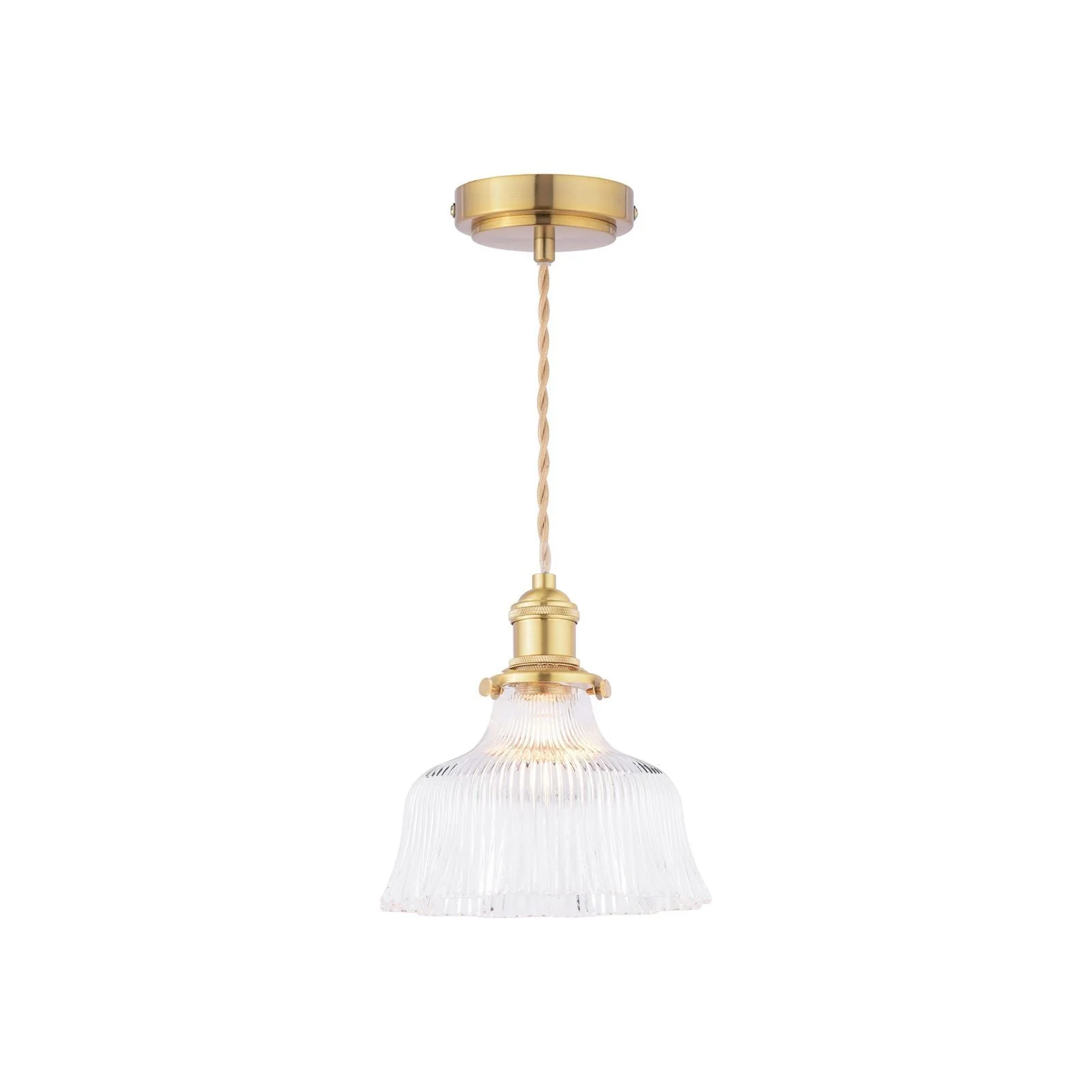 Theodore Pendant Antique Brass and Ribbed Glass