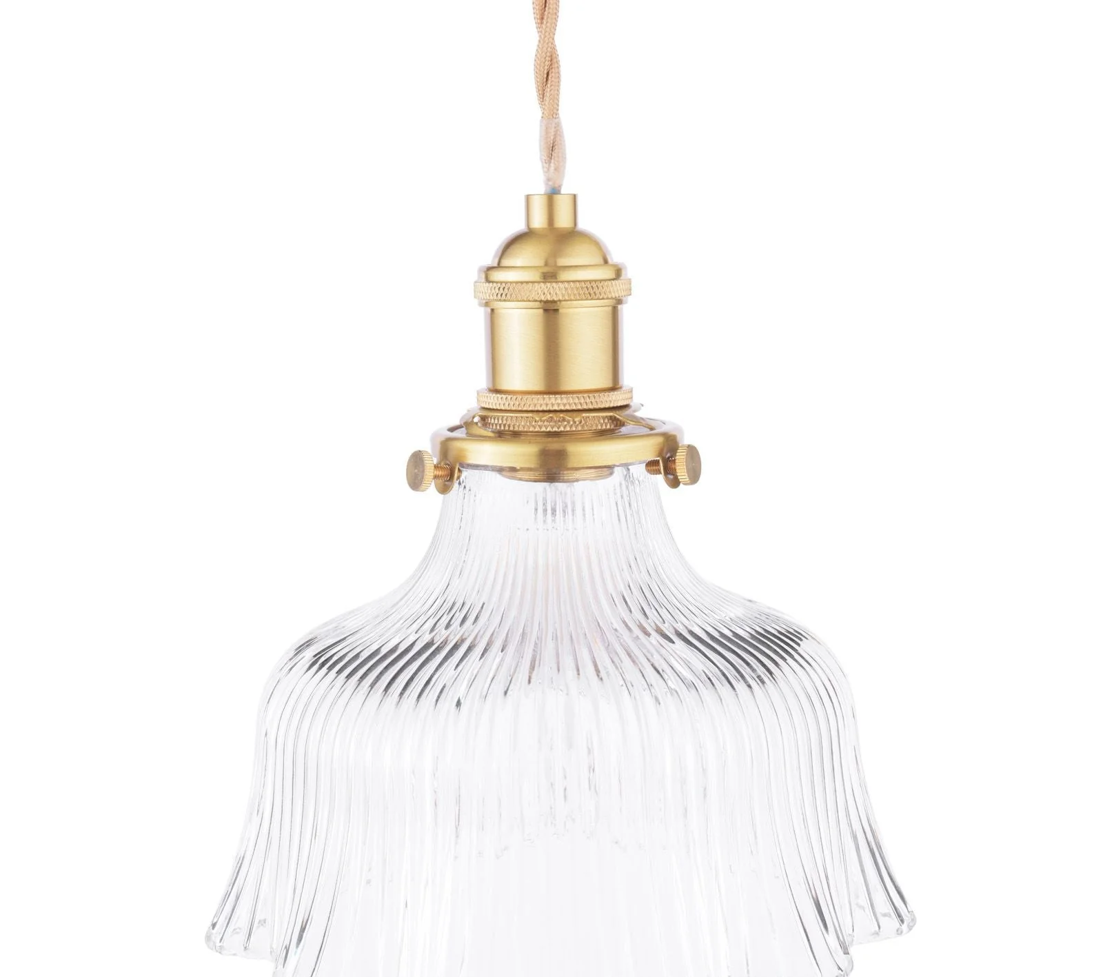 Theodore Pendant Antique Brass and Ribbed Glass - Image 3