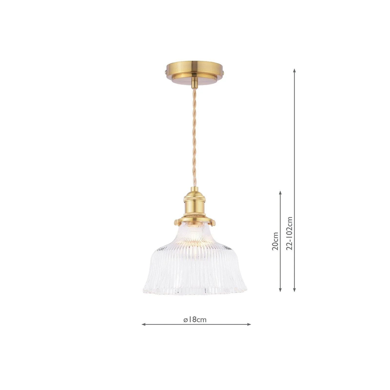 Theodore Pendant Antique Brass and Ribbed Glass - Image 5