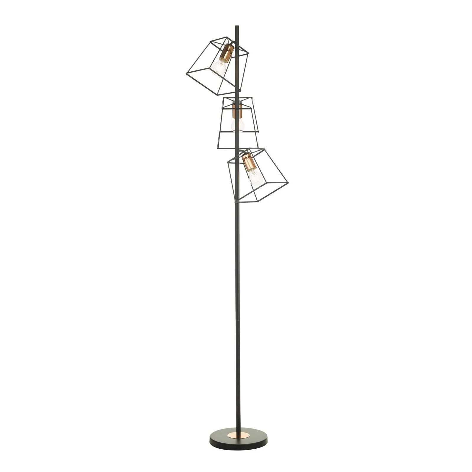 Tower 3 Light Floor Lamp Matt Black & Polished Chrome/Matt Black & Copper E27 - Image 7