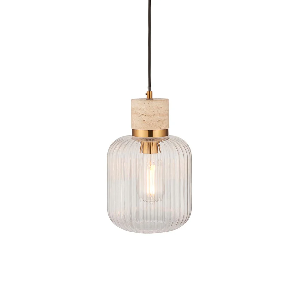 Travi Pendant Light- Clear/ Ribbed Glass Finish