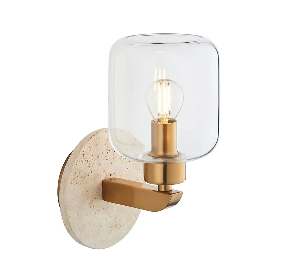 Travi Ribbed/ Clear Wall Light-  Various Base Finishes - Image 2