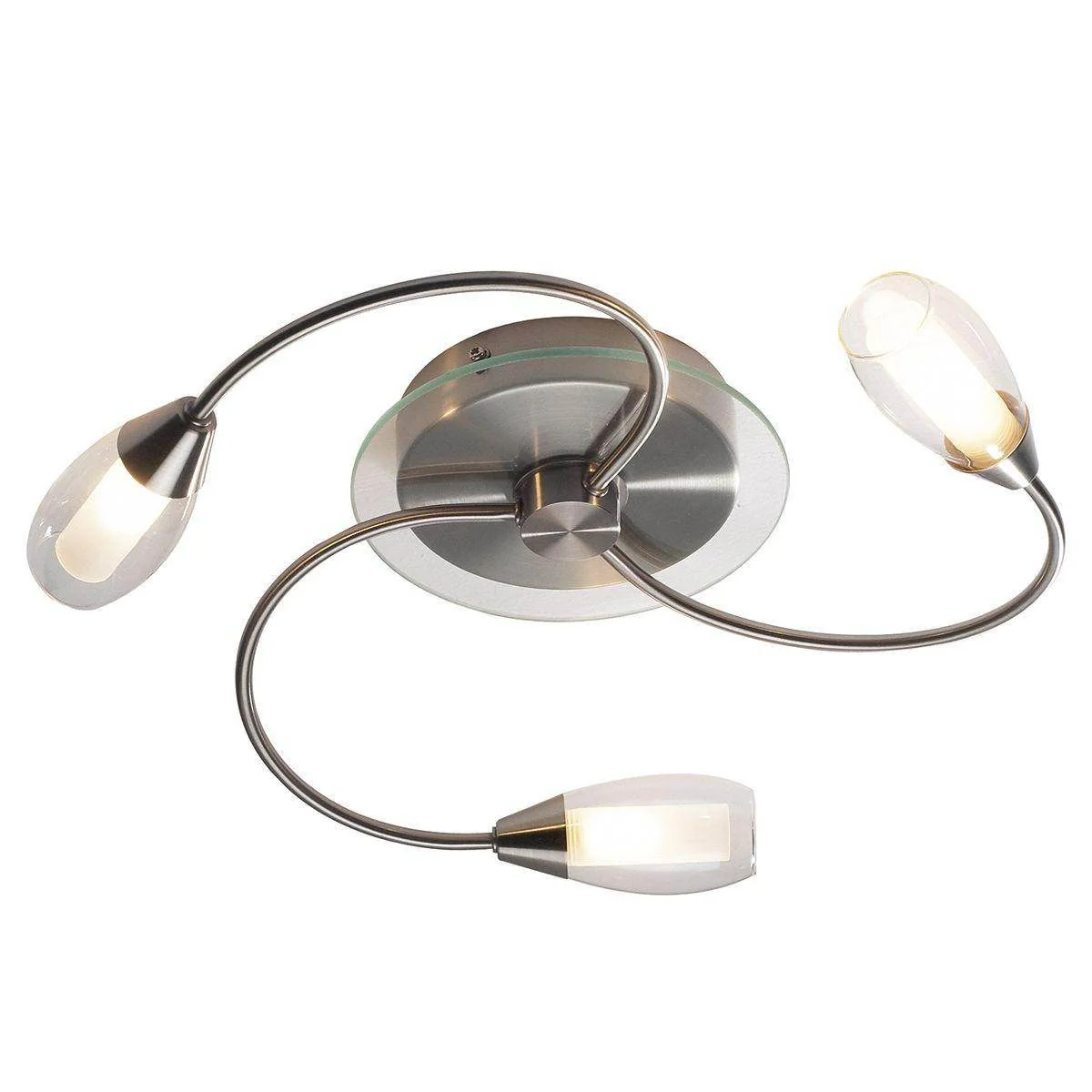 Tugel 3 Light Flush Satin Chrome with Double Envelope Glass - Promotional Offer