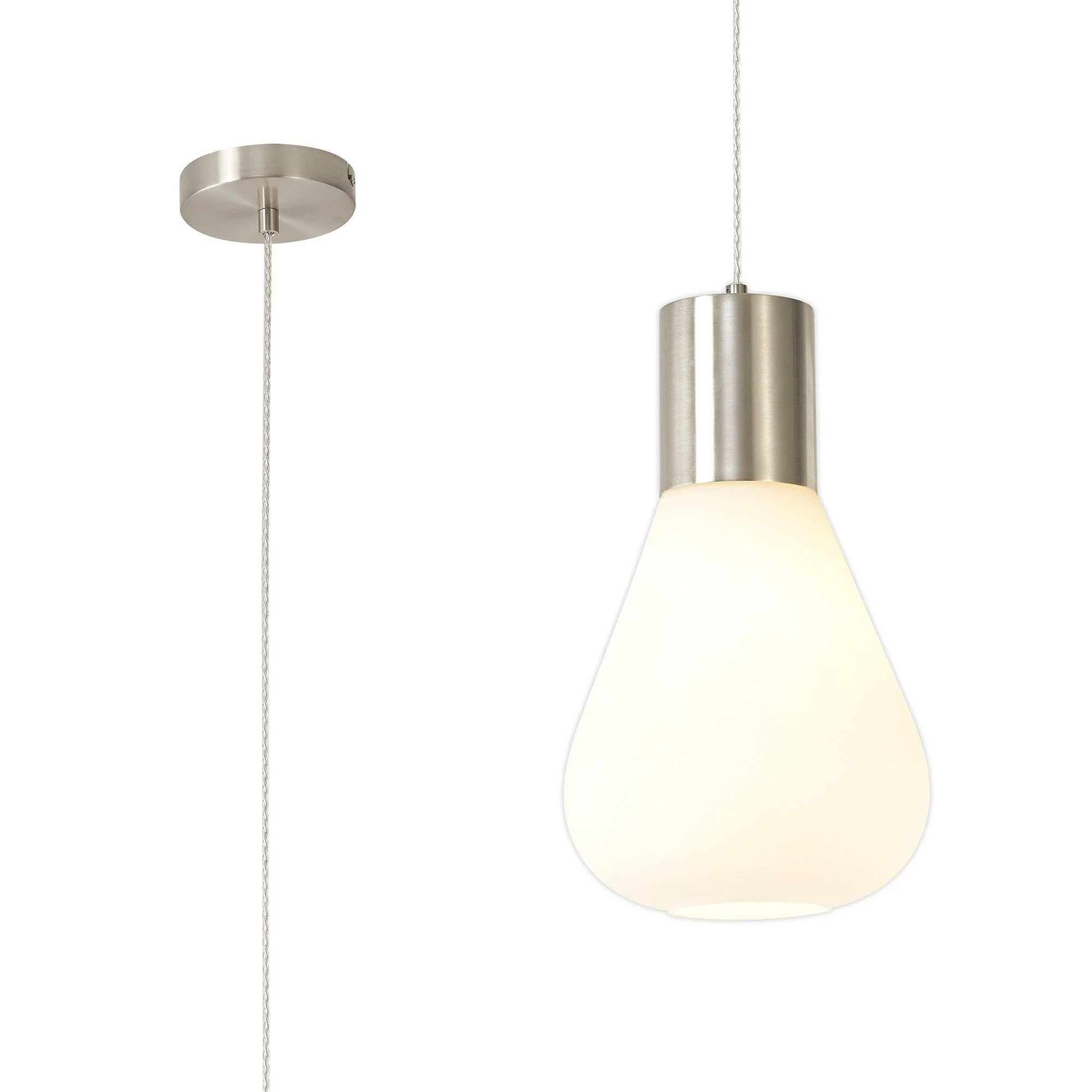 Olivier Wide/Narrow Pendant, Ancient Brass/Clear Glass/Satin Nickel/Opal Glass