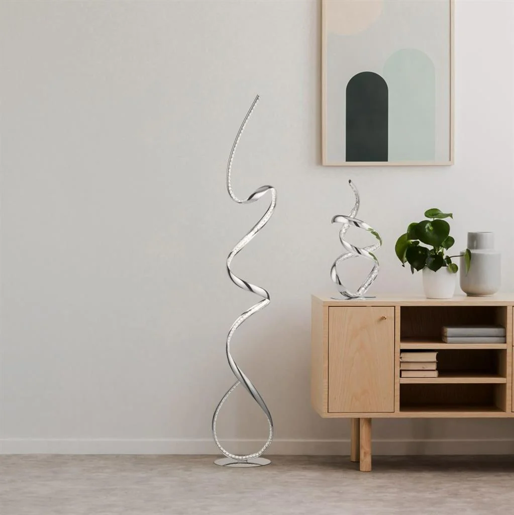 Twirls LED Floor Lamp - Chrome & Clear Crystal Integrated LED - Image 5